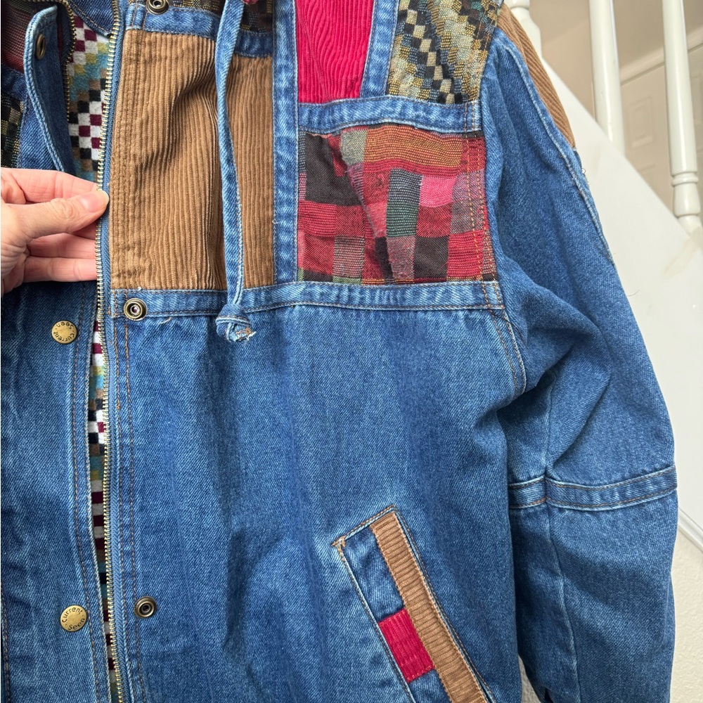 90’s Vintage Current Seen Patchwork Denim Bomber … - image 7
